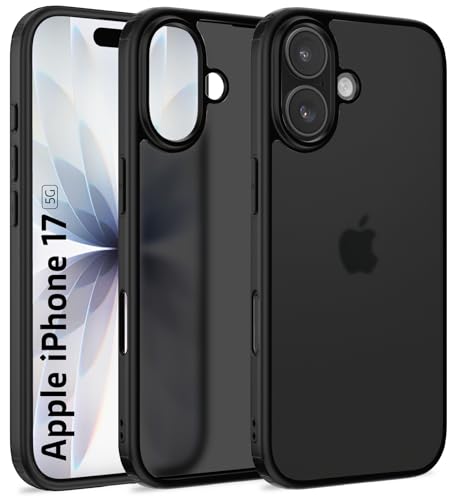 Image of Golden Sand Rugged Frosted Back Cover Case for iPhone 17 - Semi Transparent, Shockproof, Slim Profile, Matte Grip (Space Black, TPU+PC)