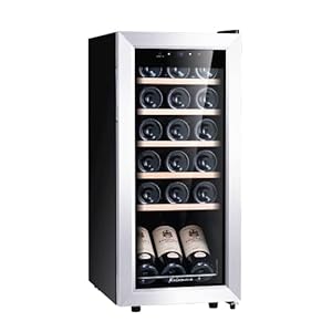 Kalamera Weinkühlschrank, 18 Flaschen 51 Liter Weinkühlschrank klein mit Kompressor, 5-18°C Kühlzone, KRC-51FCSS