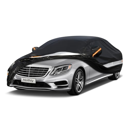 Image of 10 Layers Sedan Car Cover Waterproof All Weather for Automobiles,100% Waterproof Outdoor Car Covers Rain Snow UV Dust Protection. Custom Fit for Audi A8, BMW 7 Series, Dodge Charger,etc