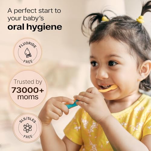 Image of Baby Toothpaste Berry Burst - Herbal Kids Oral Care with Neem, Khadir & Meswak | Promotes Strong Teeth & Healthy Gums | Fluoride Free,Organic & Safe for Toddlers (25 GM) (Pack of 1)