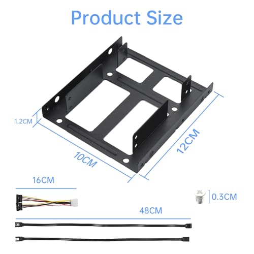 Image of ELUTENG 2pcs Double Deck Mounting Bracket SSD Adapter Metal SSD HDD Holder | 2.5 inch to 3.5 inch Hard Drive with SATA Cable and Power Splitter Cable Metal SSD HDD Holder Compatible with 2.5 to 3.5 Drive Bay