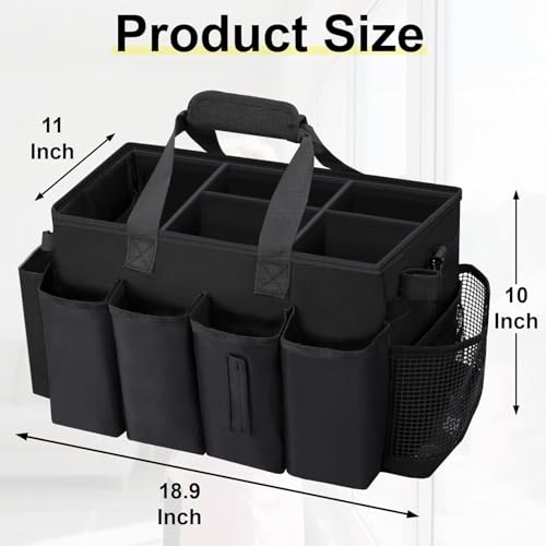 Wearable-Large-Cleaning-Caddy-Bag-for-Housekeepers-Black-Cleaning-Supplies-Organizer-with-Adjustable-Shoulder-Waist-Handle-Straps-Detailing-Bag-for-Kitchen-Supplies