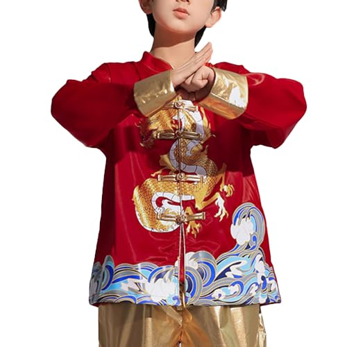 Boys Chinese Dragon Tang Top Long Sleeve Retro Red New Year Kids Jacket3