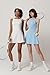 QINSEN Athletic Dress for Women Backless Sleeveless A Line Tennis Dress with Shorts and Pockets Sky Blue L