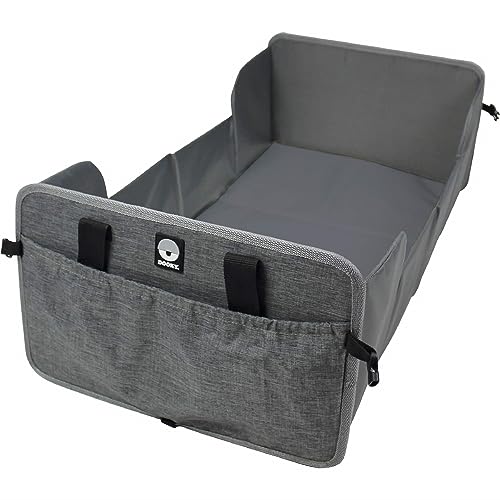Dooky Portable Pop-Up Travel Cot, Lightweight and Compact Travel Crib, Includes 1 cm Thick Mattress (38 x 73 x 1 cm), Folded out 41 x 75 cm, Folded 41 x 26 cm, Suitable upto 6 Months Age, Grey