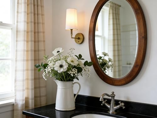 Image of Phansthy Wall Sconces Sets of 2, Retro Industrial Wall Lamps with Switch, Bathroom Vanity Sconces Wall Lighting with White Fabric Shade for Bedroom Living Room Corridor Kitchen (Antique 2 Pack)
