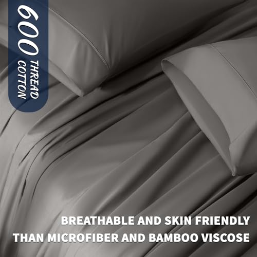 image for Shilucheng 100% Cotton Queen Size Sheets Set - 600 Thread Count，Luxu