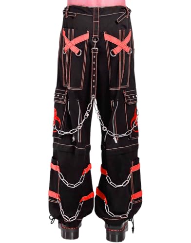 Gothic Bondage Bio-Hazard Red Zip Off Pants Alternative Punk Rock Cyber Chain Goth Trouser2