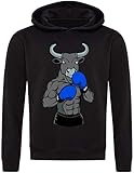 Generic Boxing Bull Blue Boxing Gloves Defensive Stance Unisex Pullover Hoodie XX-Large