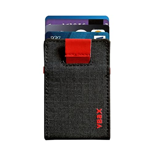 Image of RFID Minimalist Slim Wallet for Men and Women, Holds Up to 12 Cards, Cash, Key Thin and Lightweight Credit Card Holder (Black Microfiber - Inferno Edition)