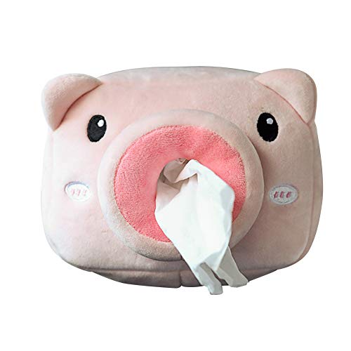 Katutude Cute Tissue Holder Box Cartoon Animal Plush Tissue Container Napkin Box Decorative Paper Holder Storage Case Car Tissue Box Cover Organizer for Car Headrest Armrest Sun Visor