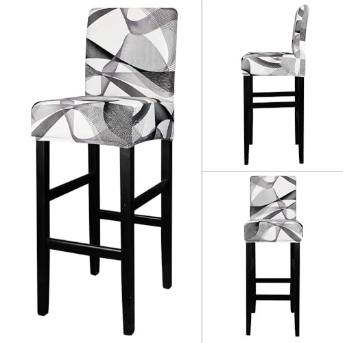 Image of Lellen Bar Stool Chair Covers Set of 2，Jacquard Bar Stool Cover Barstool Covers Slipcovers Stretch Bar Stool Covers with Backs Bar Stool Protector Covers for Kitchen Dining Room Counter Island