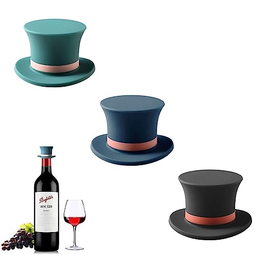 MosaiRudo Tapones de silicona para vino, tapas reutilizables en forma de sombrero, tapón de botella de vino, champán, cerveza para herramientas de cocina y bar (A 3 piezas)