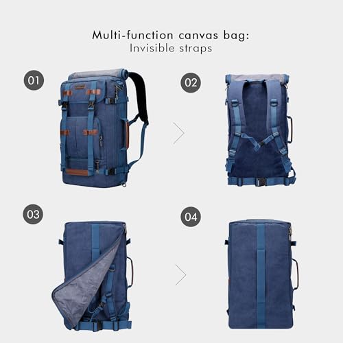 Image of WITZMAN Canvas Backpack for Man Vintage Travel Backpack Large Laptop Backpack Convertible Shoulder Rucksack