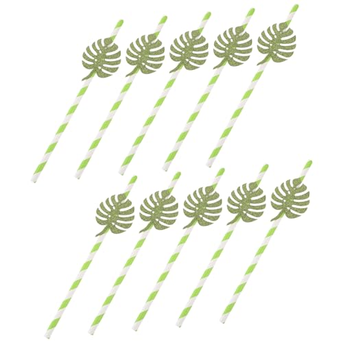 10 pitillos de papel hoja tropical Monstera miniatura 1