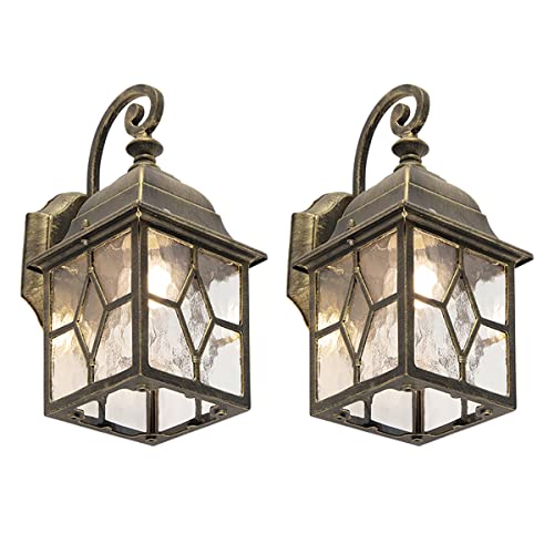 Qazqa - Landhaus I Vintage Set mit 2 romantischen Außen Wandlaternen aus Bronze - London I Außenbeleuchtung - Aluminium Quadratisch - LED geeignet E27