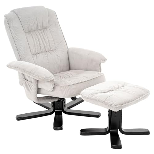 IDIMEX Fauteuil de Relaxation Charly avec Repose-Pieds Pouf, siège pivotant et Dossier inclinable, Assise rembourrée Confortable et Relax, revêtement en...