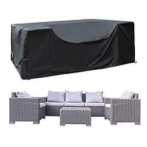 SIRUITON Abdeckung für Gartenmöbel Rechteckige SitzgarniturenWasserdicht Sitzgruppe Abdeckhaube Schutzhülle Gartentische und Möbelsets Gartenmöbel Sofa Staubdicht Outdoor Schwarz(250x250x90cm)