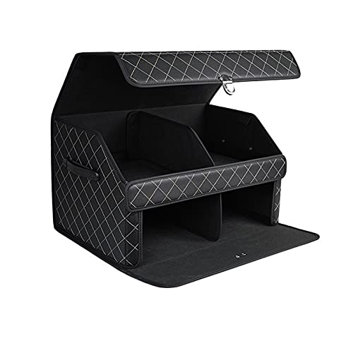Organizador de maletero de coche, caja de almacenamiento impermeable con base antideslizante, contenedor plegable de 2 niveles para SUV, sedanes, camping, artículos esenciales de viaje, piel sintética