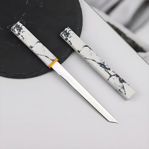 Image of Wizbiz Japanese Style Mini Pocket Katana Kitchen Knife with Sheath - Ebony Handle, Stainless Steel - Perfect for Fruit Vegetable Slicing,Chopping,Gifting & Restaurant Use