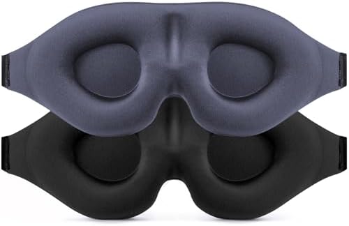 Sleep Mask Black & Grey for Men Women, Complete Light Blocking 3D Eye Mask for Sleeping Night Blindfold, Relaxing Zero Pressure Eye Cover