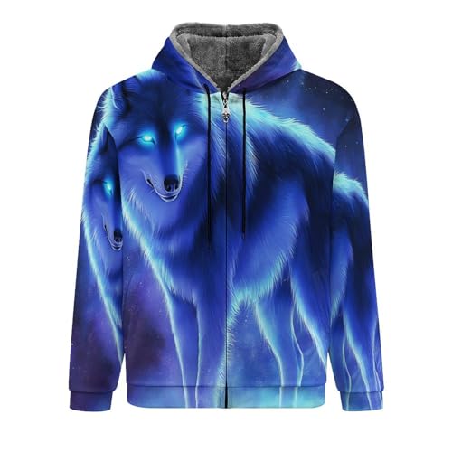 Sweat loup bleu homme avec veste polaire épaisse pour stopper le vent hivernal