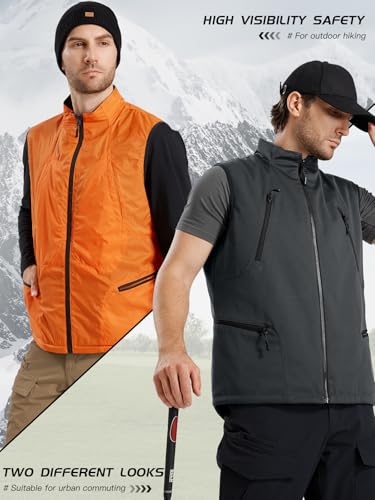 FREE SOLDIER Men's Lightweight Golf Vests Outerwear Windproof Reversible Sleeveless Softshell Jackets for Travel Running Hiking Fishing Hunting3
