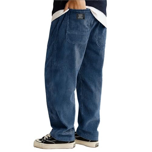 Mens Corduroy Pants, Men's Loose Corduroy Ribbed Embroidered Wide Leg Drawstring Sweatpants Trousers, New Pants4