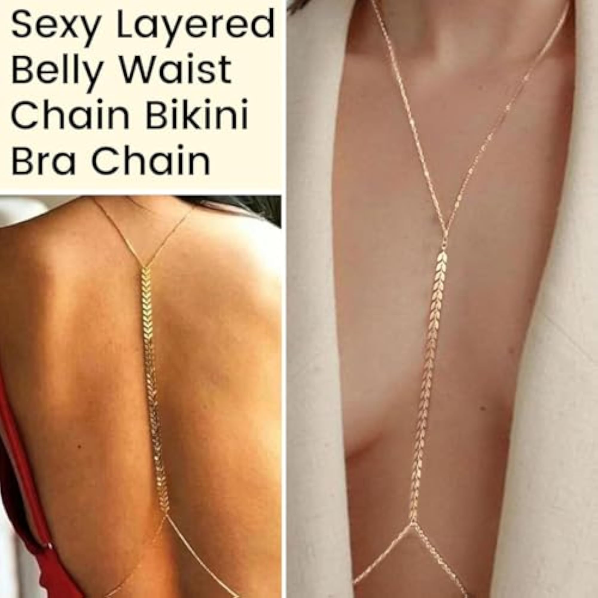 Gold Layered Body Chain for Women, Elegant Design