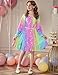 Arshiner Rainbow Dress for Girls Party Birthday Fall Long Sleeve Easter Dresses for 12-14Y