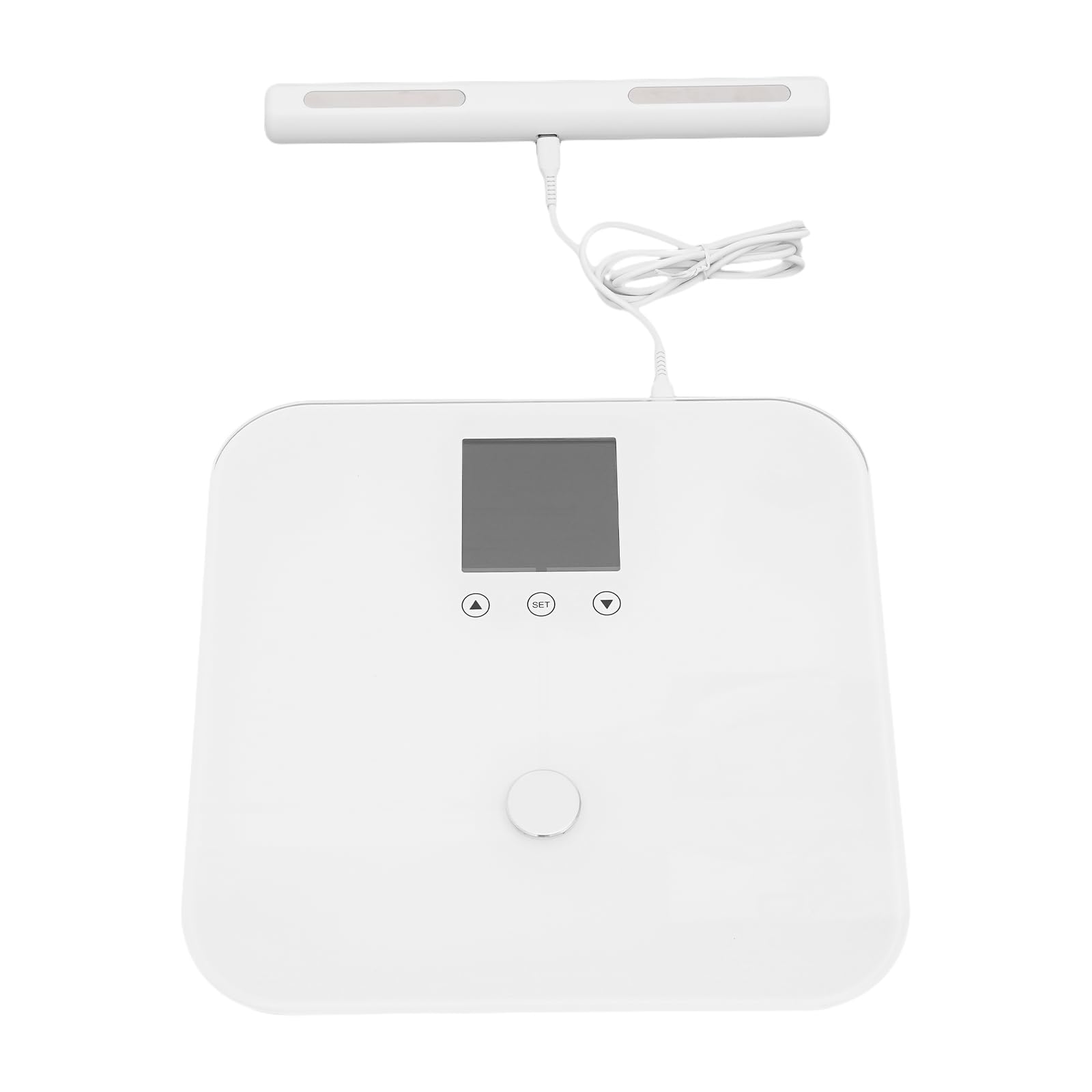 Bilancia intelligente per grasso corporeo, 8 elettrodi, multifunzione, LCD, 5-180 kg, 30 x 30 cm, per peso corporeo, grasso corporeo, bianco