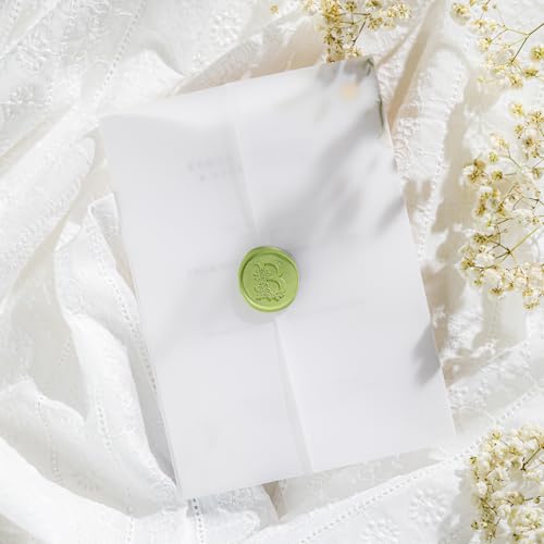 60 Pack Pre-Folded Vellum Jackets For 5x7 Invitations,AZAZA Luxury Translucent Invitation Sleeves,115GSM vellum jackets 5x7, Wedding Invitation Accessories For Weddings Birthdays Bridal Shower