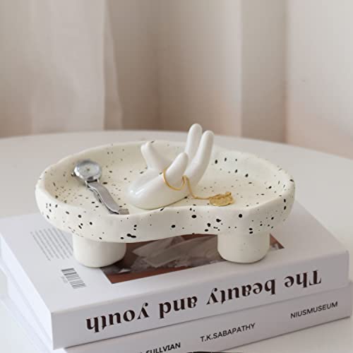 PEAUARL Jewelry Organizer Pea Resin Tray,Bathroom Vanity Tray Jewelry Dish Ring Holder,Cosmetic Organizer for Candle,Perfume,Soap,Shampoo,Home Decor