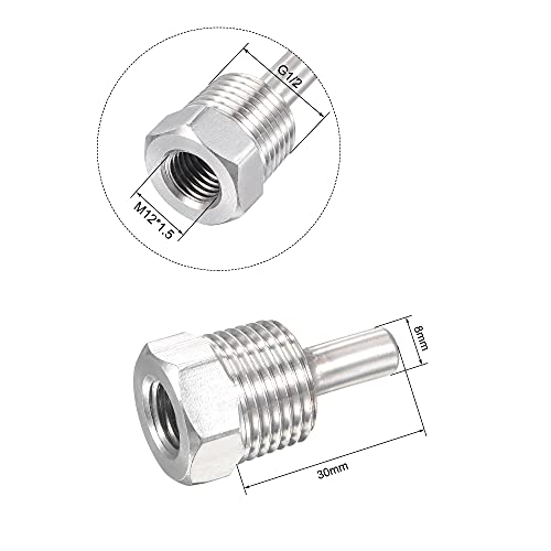 uxcell 8mm dia g12 thermowell weldless stainless steel 304 with cable gland 30mm length for beer fermenter white