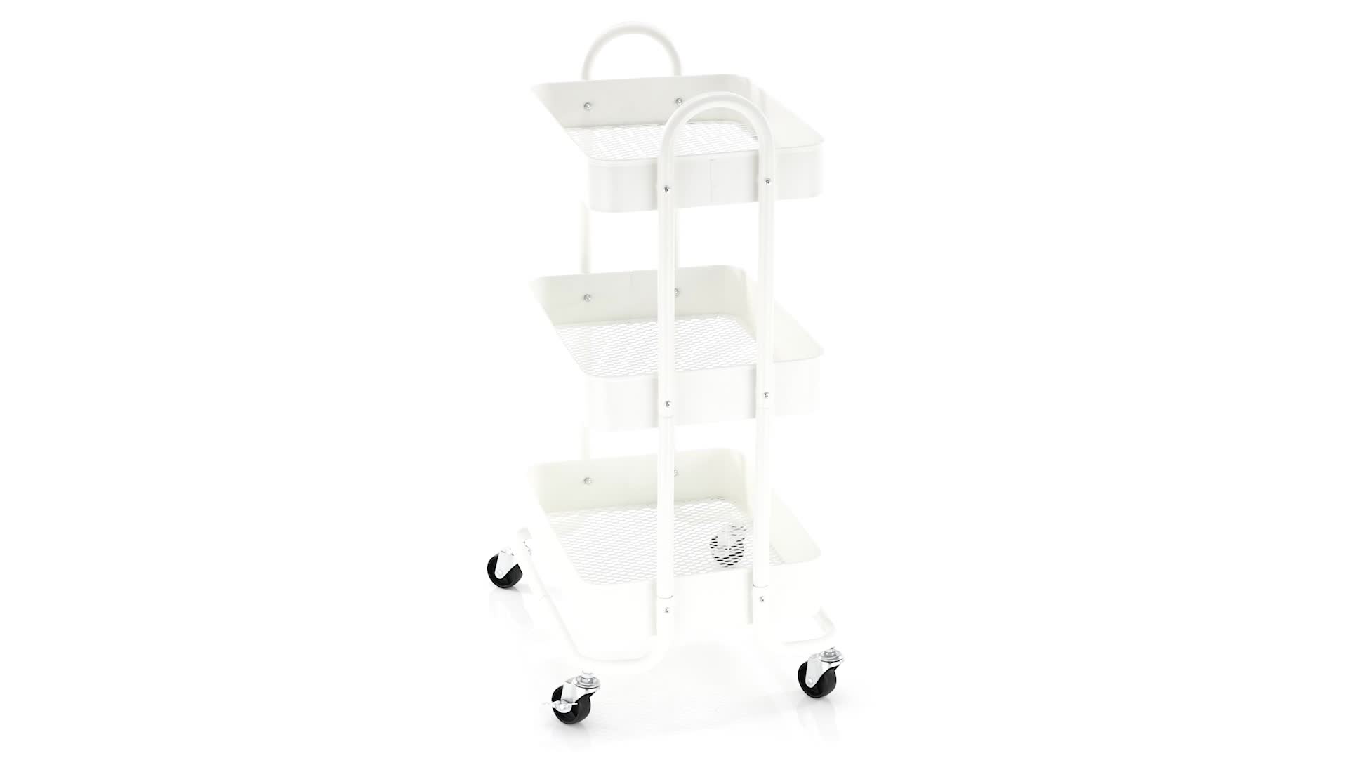 Chariot De Rangement à 3 Niveaux Avec Roulettes - Organisation Pratique Et Mobile Pour Cuisine, Chambre Et Salon - Blanc 69 X 33 X 22 Cm