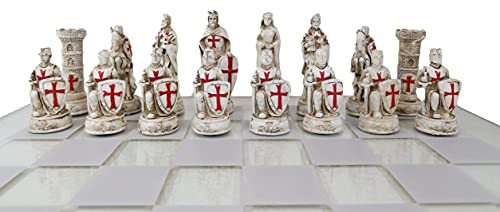 Ebros Gift Crusader Knights of The Cross Christian VS Muslim Saladin Ottoman Empire Set de Ajedrez con Piezas de Resina Pintadas a Mano y Tablero de Vidrio de 15"x15" miniatura 6