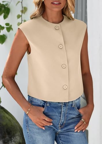 PRETTYGARDEN Women's Summer Suit Vest 2025 Dressy Casual Crop Tops Business Work Office Clothes Trendy Blazer Waistcoat4