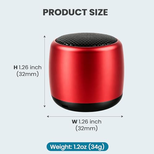Image of Best Mini Portable Bluetooth Speaker with HD Sound & Bass I Smallest Wireless Bluetooth Speakers for Phone /PC /Tablet I Photo Selfie Button Answer Phone Calls I Cute Tiny Speaker (Red)