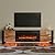 VanAcc 80" Fireplace TV Stand with 40" Electric Fireplace, High Gloss Entertainment Center with LED Lights, Modern Entertainment Stand for TVs up to 90", Rustic Oak&Black