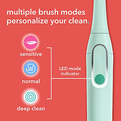 Hum By Colgate Smart Electric Toothbrush Kit, Rechargeable Sonic Toothbrush With Travel Case & Bonus Replacement Brush Head, Teal #TOP2