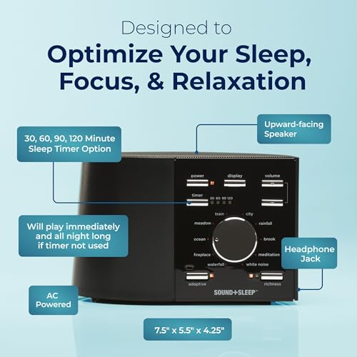 Image of Sound+Sleep High Fidelity Sleep Sound Machine with 30 Guaranteed Non-Looping Nature Sounds, and Sleep Timer