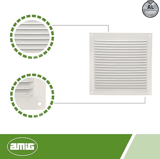 Amig - Square Aluminium Ventilation Grille, White, 170 x 170 mm - Image 4
