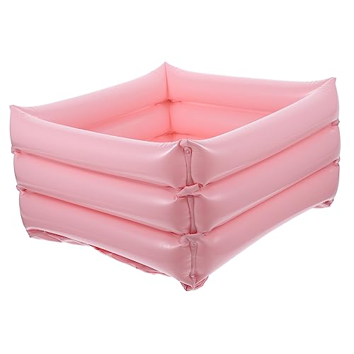 NOLITOY lavabo de pvc Hundir bañera para lavar los pies explotar chofer baldes bol lavacabezas hinchable cuidado pies recipiente para limpieza de pies lavabo portátil para el cuerpo rosa