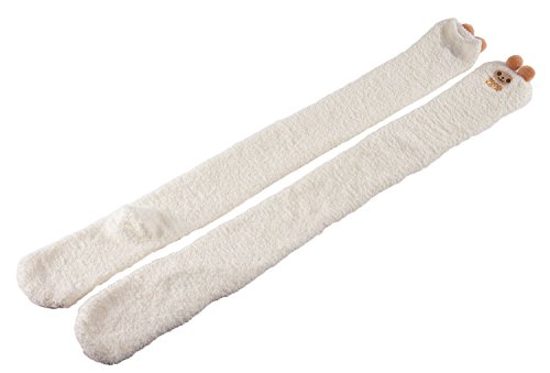 Littleforbig Cute Animal Coral Fleece Thigh High Long Striped Socks 2 Pairs4