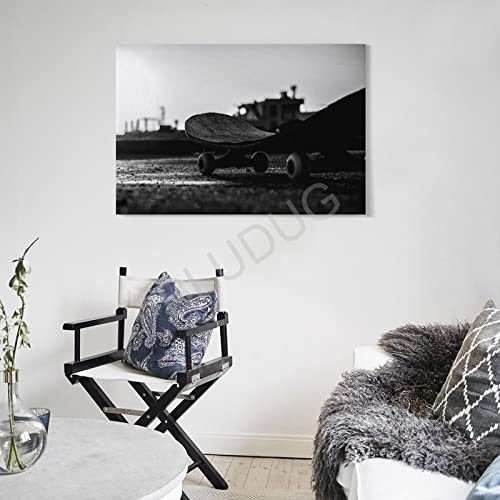 Bludug Skateboarding Poster,Skateboard Art Photo Black And White Skateboard Canvas Wall Art Poster Canvas Painting Wall Art Poster For Bedroom Living Room Decor24X36Inch(60X90Cm) #TOP4