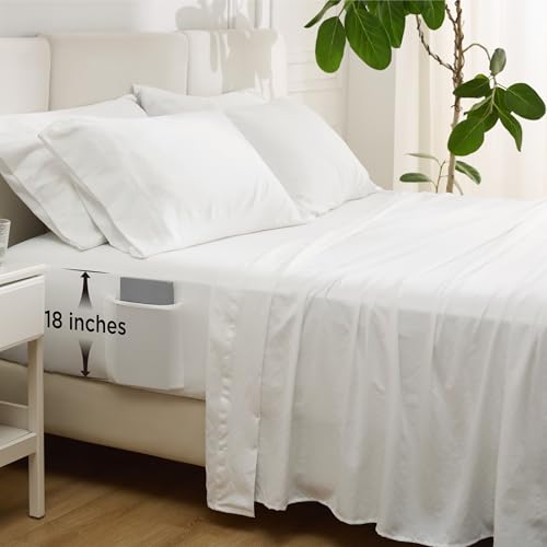 Bedsure Queen Deep Pocket Sheet Set, 6 Pieces, White