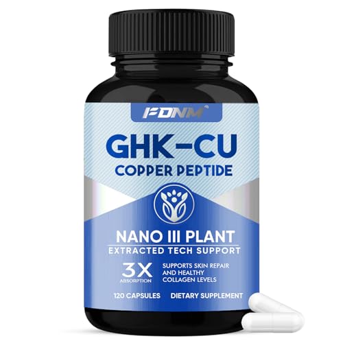 GHK-Cu Copper Peptide Supplement, Promotes Skin Repair, Reduces Wrinkles, & Boosts Youthful Glow, 120 Vegan Capsules