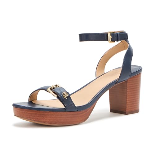 Lauren Ralph Lauren Women's Melissah Nappa Leather Platform Sandal Heeled