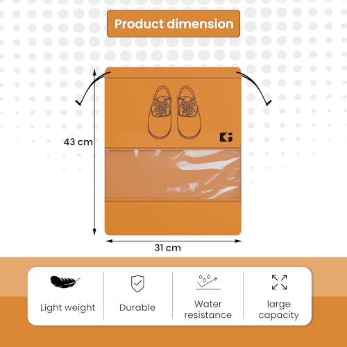 Image of Kuber Industries Pack of 12 - Shoe Bag for Travel | Shoe Cover for Storage | Shoe Pouches for Travelling | Travel Accessories Shoe Organizer | Shoe Storage Bag for Men | Orange
