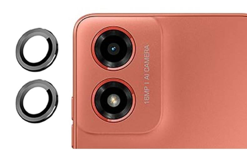 Image of imluckies Camera Ring Lens Protector (Aluminum with Tempered Glass) Compatible for Moto G05 4G - Black (Pack of 2 rings)